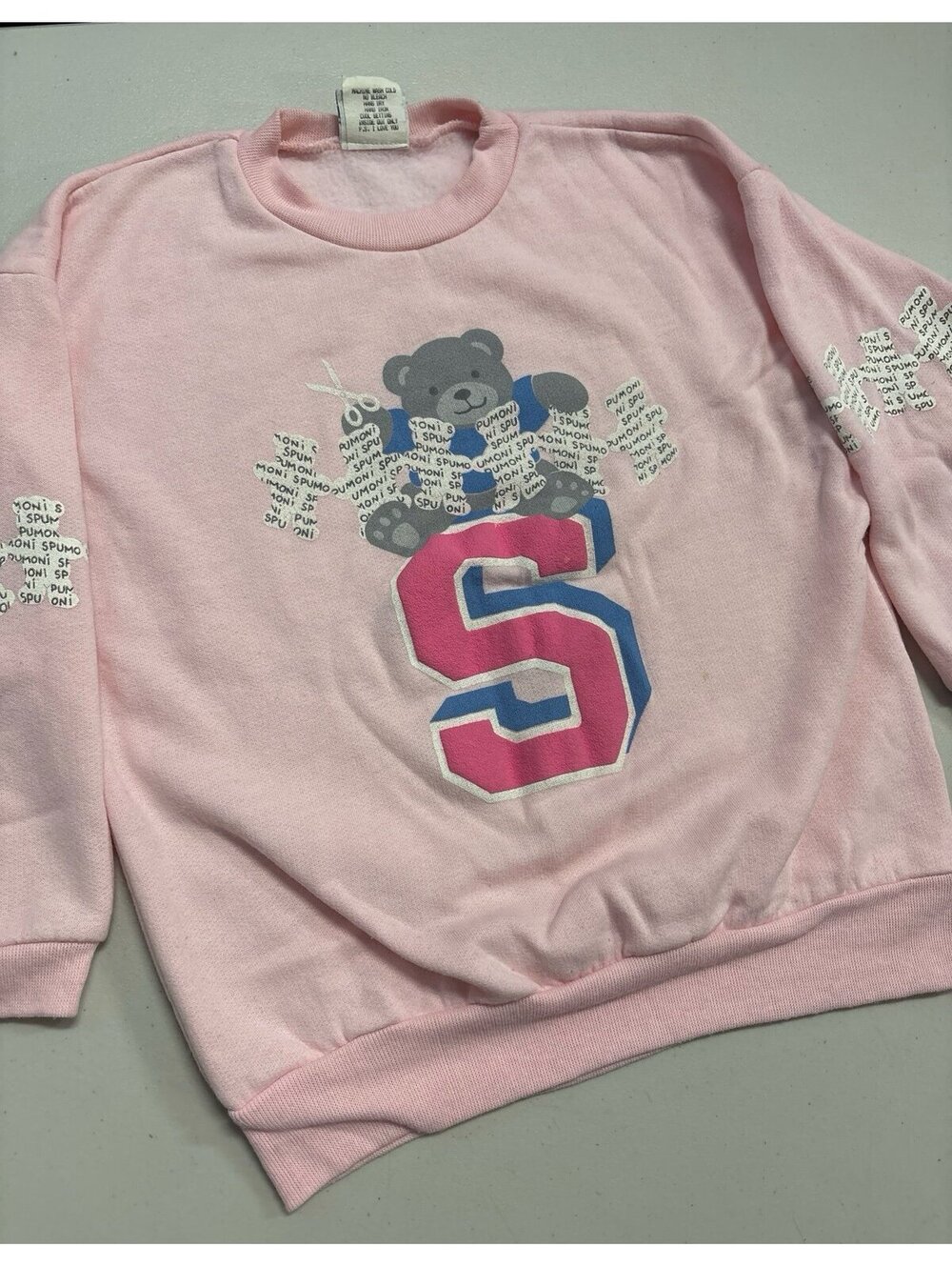 Vintage Spumoni by Rose Cage Kids Sweatshirt Girls Sz Small 7 Pink Teddy Bear